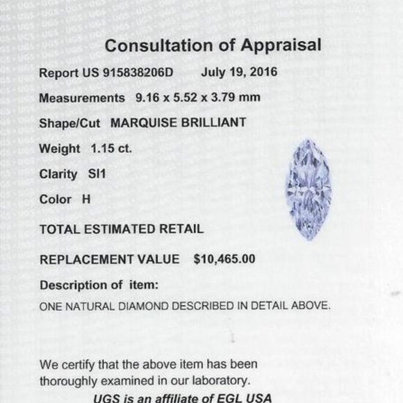 - 1.96ct VINTAGE MARQUISE CUT H SI1 DIAMOND CERTIFIED RETRO OVAL COCKTAIL RING - - Picture 10 of 11